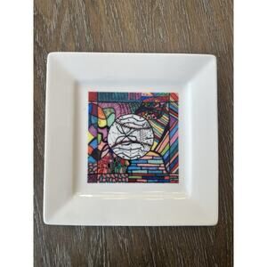 Hand Painted Porcelain Wall‎ Plate Artist Signed Post-Modern Abstract Baseball